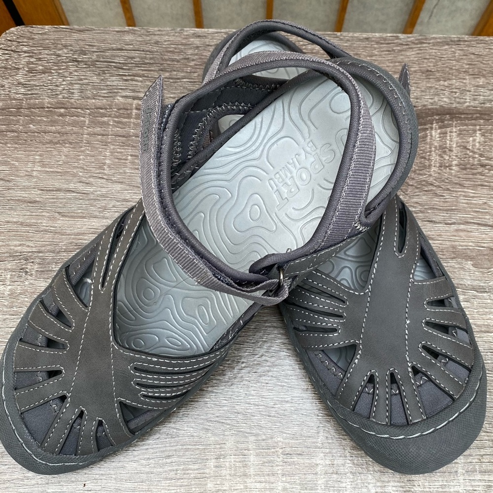 JSport by Jambu Poppy Grey Walking Comfort Mary Jane Sandal SZ 9 NWOT